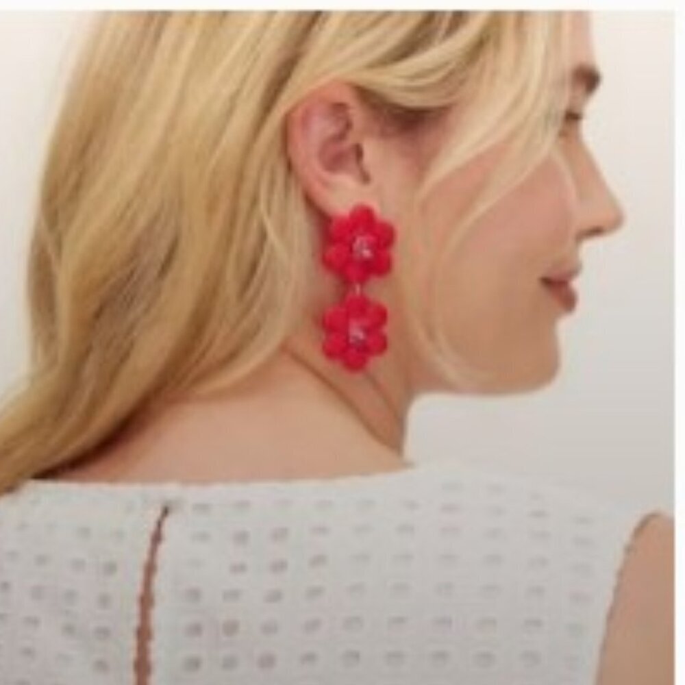 Kate Spade New York Red Drop Flower Earrings NWT NIB Summer Spring GIFs